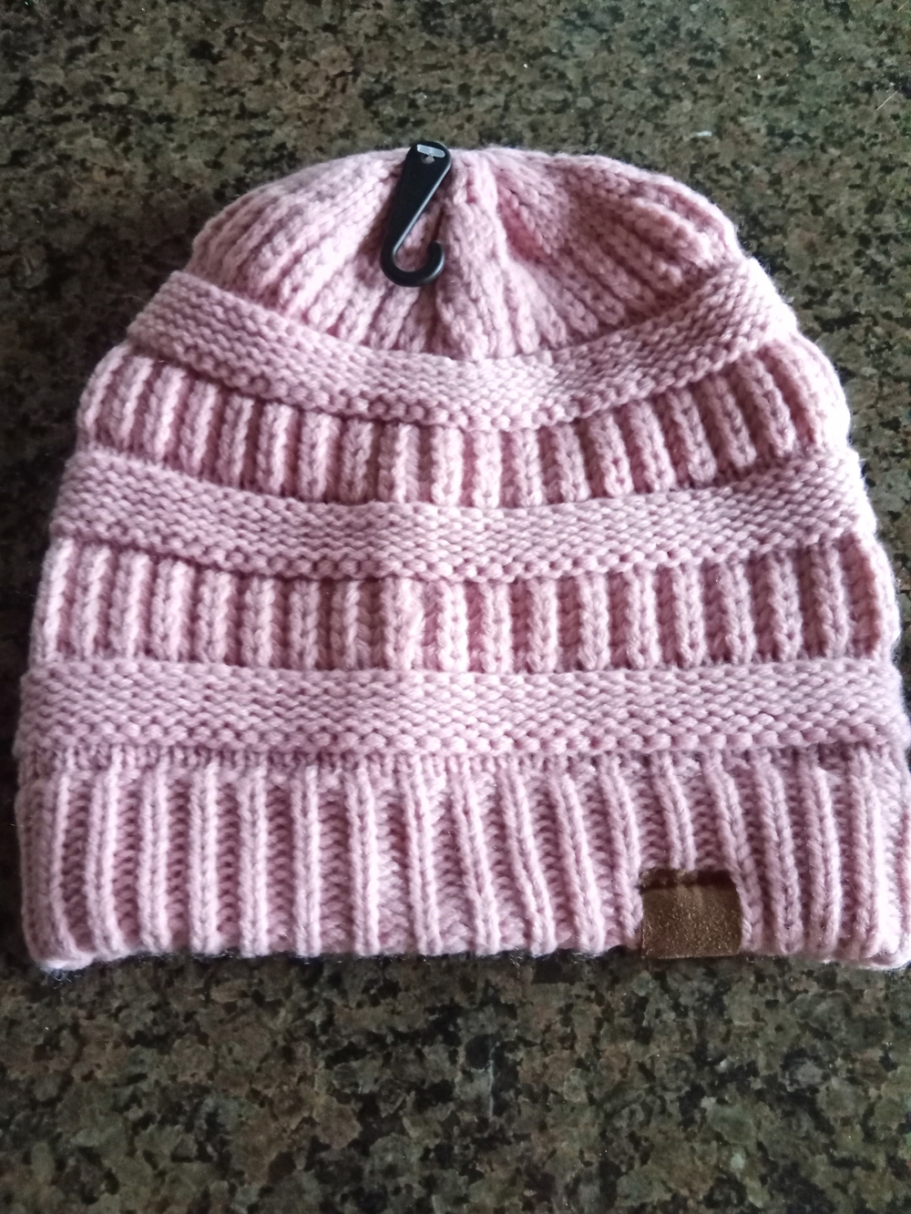 Women's Pink Variegated Knit Beanie Hat - Soft Winter Pom-Free Cap